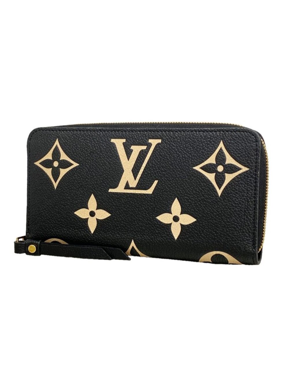 Louis Vuitton Wallet Monogram Empreinte Bicolor Zippy Black Beige
